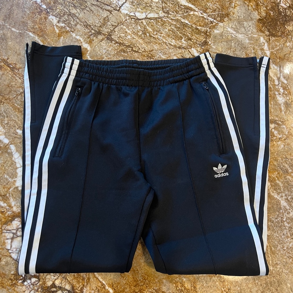 Adidas Three Stripe Track Pants- Women's US Size XS- Black and White - Picture 3 of 14